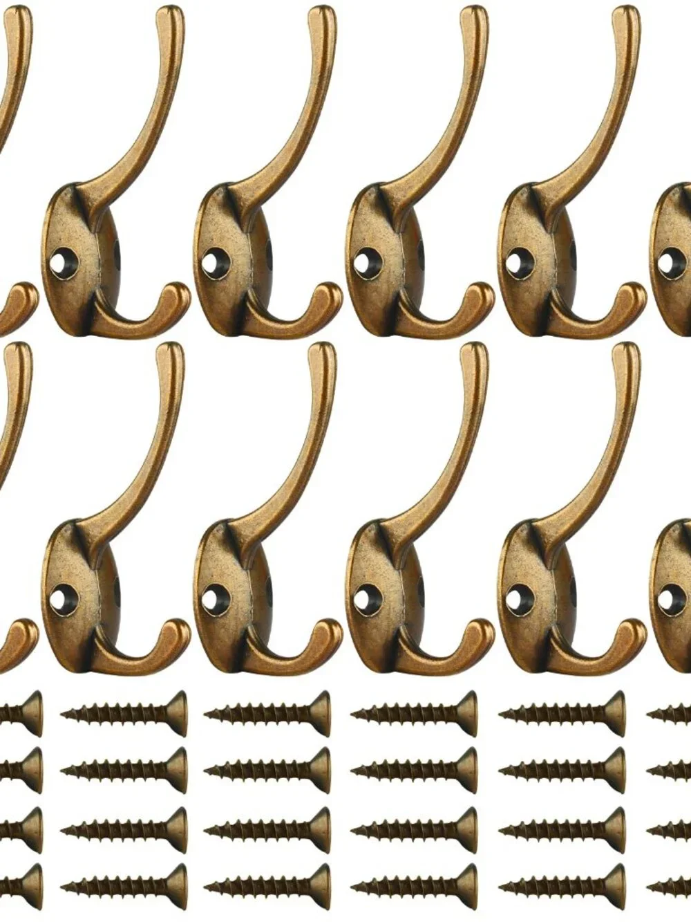 IBosins 12 Pack Antique Brass Coat Hooks Wall Mounted with 24 Screws Retro Doubl